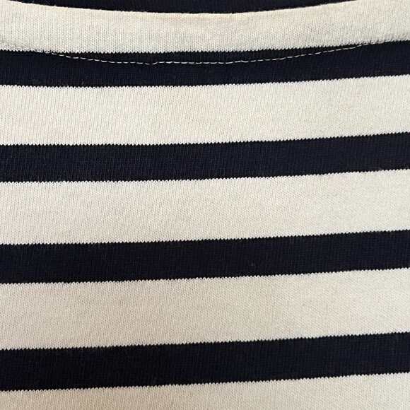 J. Crew Classic Navy&White horizontal striped 3/4 sleeve cotton shirt size L - Picture 3 of 3